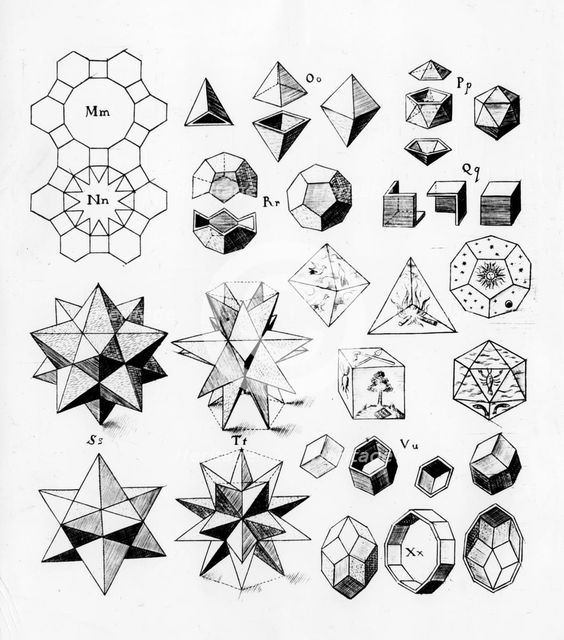 Regular geometrical solids of various types, 1619. Creator: Unknown.