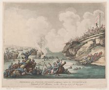 Rehearsal of a French Invasion as Performed before the Invalids at the Islands of ..., May 18, 1798. Creator: Thomas Rowlandson