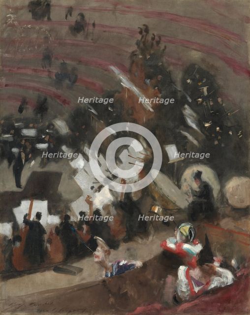 Rehearsal of the Pasdeloup Orchestra at the Cirque d'Hiver, c. 1879. Creator: John Singer Sargent.
