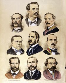 Reign of Alfonso XII, the first government headed by Canovas del Castillo, left from top to bott…