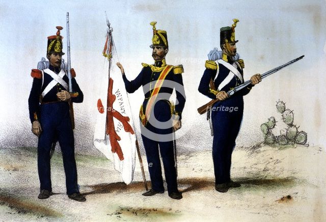 Reign of Ferdinand VII. 1808-1833. Infantry, 1824, infantrymen: Grenadier, Fusilier and Standard …