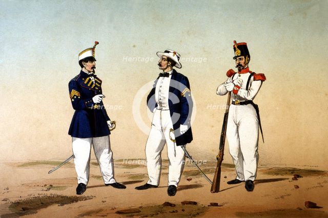Reign of Isabella II, colonial troops, uniforms of the infantry troops, posted in the island of …