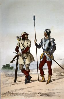 Reign of the Catholic Kings. Infantry, 1503, infantryman of the Ordinance: crossbowman and pikema…