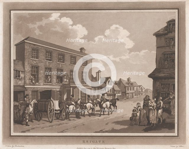 Reigate (An Excursion to Brighthelmstone), June 1, 1790., June 1, 1790. Creators: Thomas Rowlandson, Samuel Alken.
