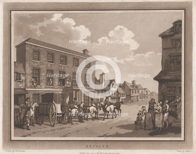 Reigate (An Excursion to Brighthelmstone), June 1, 1790., June 1, 1790. Creators: Thomas Rowlandson, Samuel Alken.