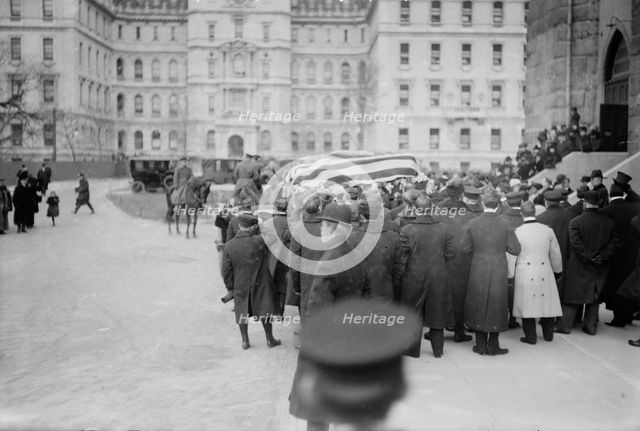 Reid funeral leaving cathedral, 1913. Creator: Bain News Service.