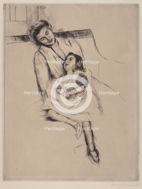 Reine and Margot Seated on a Sofa (No. 2), c. 1902. Creator: Mary Cassatt.