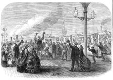 Reinforcements for Canada: the Guards leaving the South-Western Railway station for Southampton,1861 Creator: Unknown