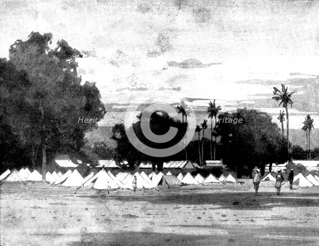 Reinforcements for Uganda: arrival of an Indian Contingent at Mombasa - 27th Bombay Infantry, 1898. Creator: George Montbard.