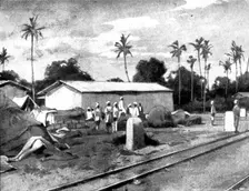 Reinforcements for Uganda: arrival of an Indian Contingent at Mombasa - regimental store on..., 1898 Creator: George Montbard