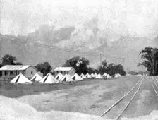 Reinforcements for Uganda: arrival of an Indian Contingent at Mombasa - the departure camp..., 1898. Creator: George Montbard