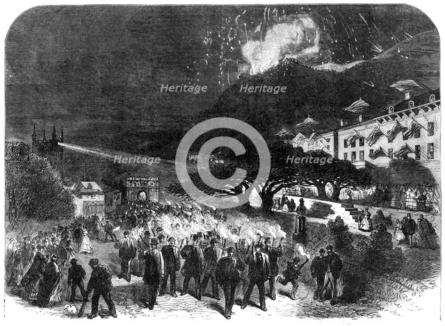 Rejoicings at Great Malvern, in honour of the marriage of Earl Beauchamp, 1868.  Creator: Unknown.