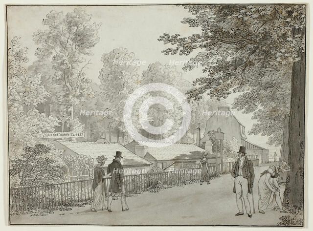 Relais, Avenue des Champs-Élysées, Paris (recto); Scene from the Life of Odysseus (verso), 1812. Creator: CW Eckersberg.