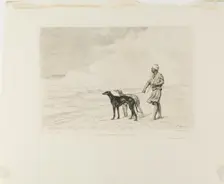 Relay of Dogs in the Desert, c. 1866. Creator: Paul Adolphe Rajon