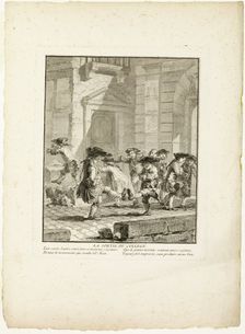 Release from College, from The Games of the Urchins of Paris, 1770. Creator: Jean Baptiste Tilliard