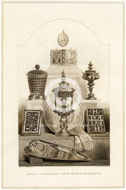 Relics associated with Queen Elizabeth I, (19th century). Artist: J Williams