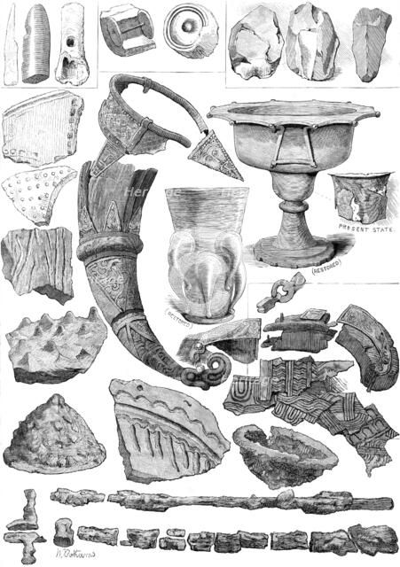 Relics found in the Viking's Tomb at Taplow (second series), 1883. Creator: Unknown.