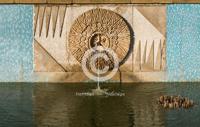 Relief/mosaic by William Mitchell, the Water Gardens, Harlow, Essex, 2015.  Artist: Steven Baker.