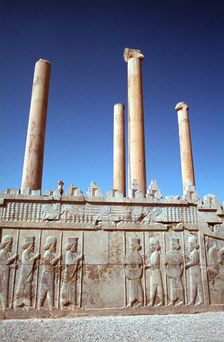 Relief of Medes and Persians, the Apadana, Persepolis, Iran. Creator: Vivienne Sharp
