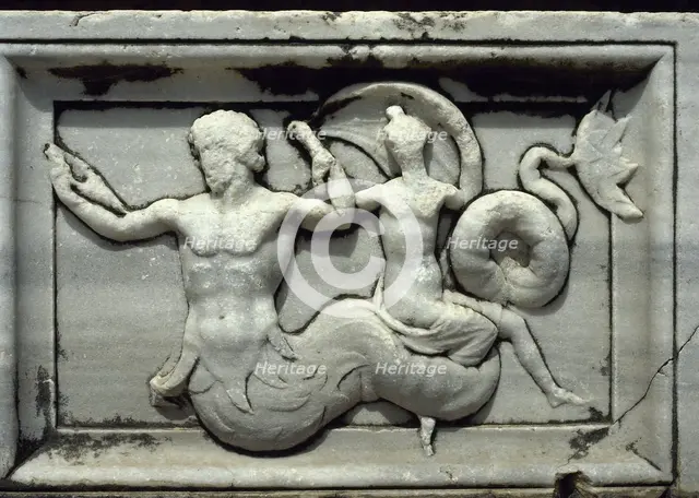 Relief of a column base, Sanctuary of Apollo of Didyma, Temple of Apollo, Anatolia, Turkey, 1999. Creator: Unknown.