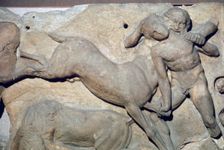 Relief of a centaur and Lapith fighting, The Bassai Sculptures, Temple of Apollo, Bassae, Greece