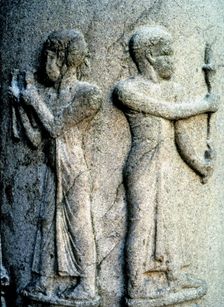 Relief of a priest in a granite column, now in the Capitoline Museum in Rome
