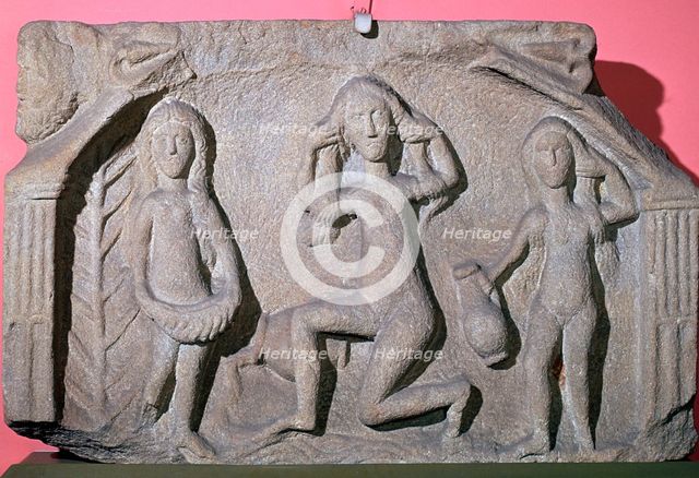 Relief of a Romano-British 'triple goddess', 3rd century. Artist: Unknown