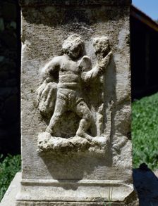 Relief of a Retiarius, type of Roman gladiator, Aphrodisias (Anatolia, Turkey), 2000. Creator: LTL