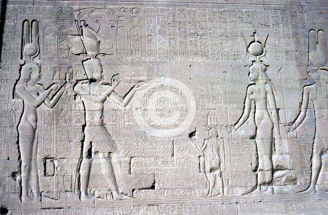 Relief of Cleopatra and Caesarion, Temple of Hathor, Dendera, Egypt, c125 BC-c60 AD. Artist: Unknown