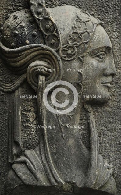 Relief of female figure in profile, house in the old Town, Gsansk, Poland, 2015. Creator: Unknown.