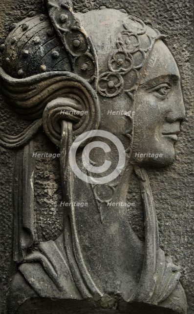 Relief of female figure in profile, house in the old Town, Gsansk, Poland, 2015. Creator: Unknown.