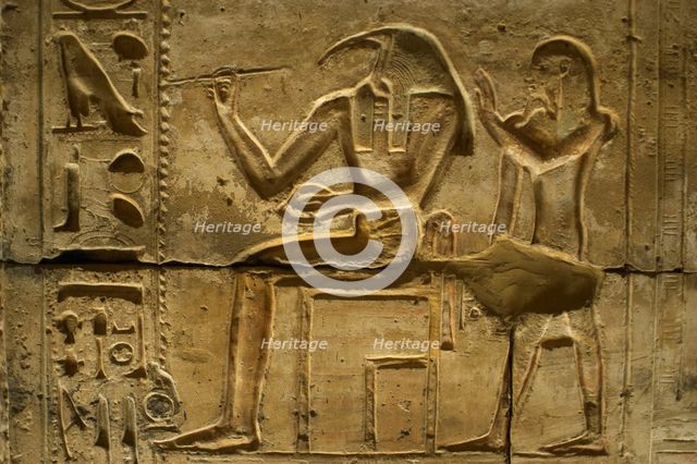 Relief of God Thoth, Temple of Seti I, Abydos, Egypt, New Kingdom, 19th Dynasty (2003). Creator: LTL.
