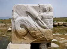 Relief of god Triton, messenger of the sea, Harbor Monument, Miletus, Turkey, 1999. Creator: LTL