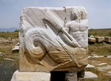 Relief of god Triton, messenger of the sea, Harbor Monument, Miletus, Turkey, 1999. Creator: LTL