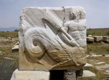Relief of god Triton, messenger of the sea, Harbor Monument, Miletus, Turkey, 1999. Creator: LTL