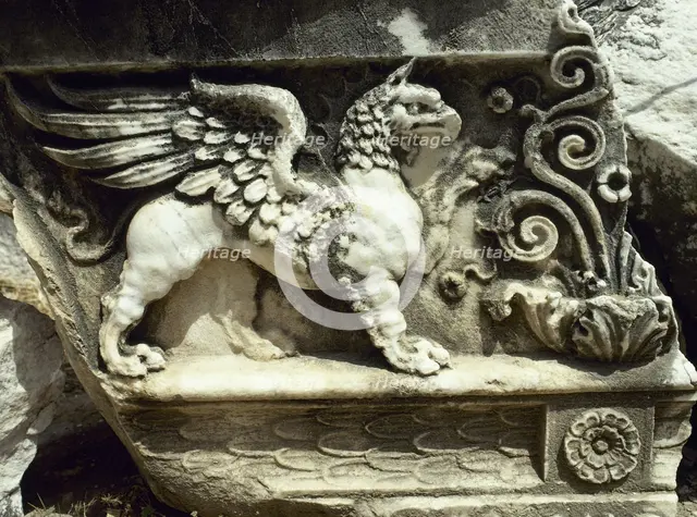 Relief of Griffin, Sanctuary of Apollo of Didyma, Temple of Apollo, Anatolia, Turkey, 1999. Creator: Unknown.