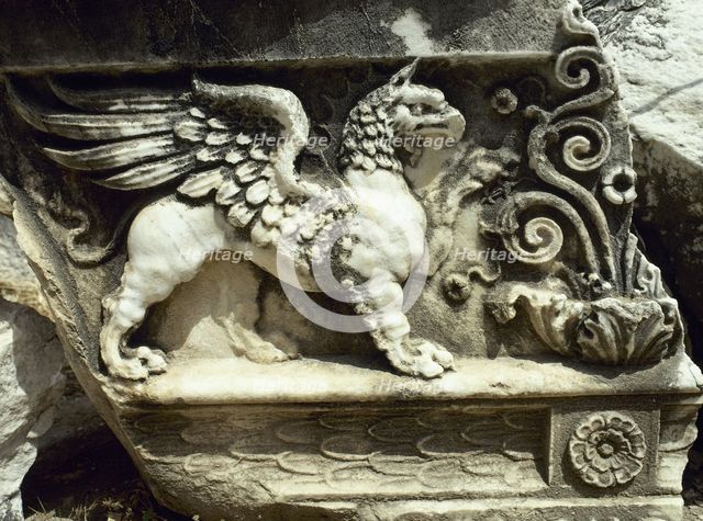 Relief of Griffin, Sanctuary of Apollo of Didyma, Temple of Apollo, Anatolia, Turkey, 1999. Creator: Unknown.