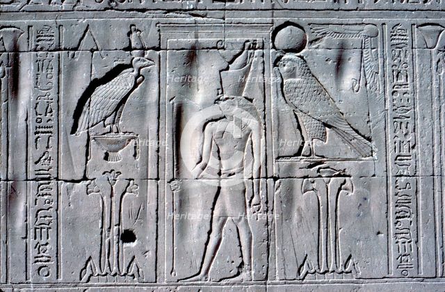 Relief of Horus (falcon-headed god), Temple of Horus, Edfu, Egypt, c251 BC - c246 BC. Artist: Unknown