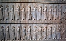 Relief of Immortals, the Apadana, Persepolis, Iran. Creator: Vivienne Sharp