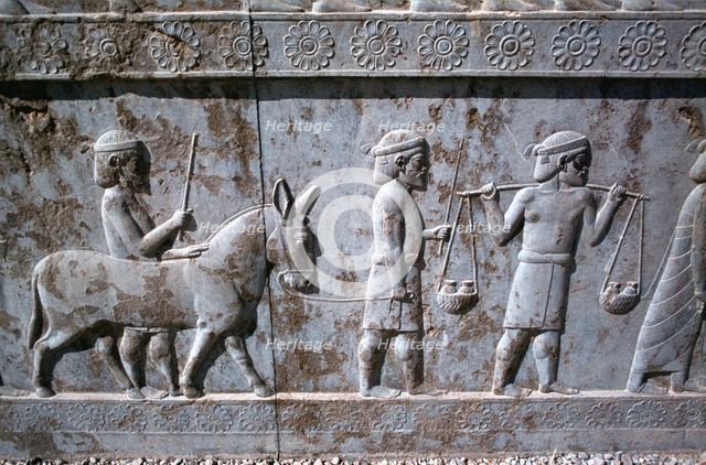 Relief of Indians, the Apadana, Persepolis, Iran. Creator: Vivienne Sharp.