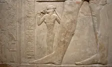 Relief of legs of Mereruka with his wife Watetkhethor..., Mastaba of Mereruka, Egypt, 2003. Creator: Unknown