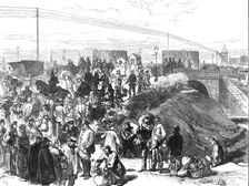 Relief of Paris: dealers in provisions...at the Prussian advanced post on the canal bridge, 1871. Creator: C. R.