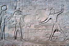 Relief of Pharaoh before Knum & Sekhmet, Temple of Khnum, Ptolemaic & Roman Periods