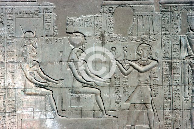 Relief of Pharaoh before Sekhmet, Temple of Khnum, Ptolemaic & Roman Periods. Artist: Unknown