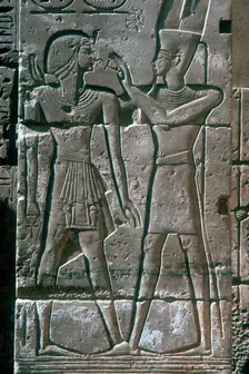 Relief of Rameses III receiving blessing of Amon-Ra, Mortuary Temple, Medinet Habu, 12th centuryBC
