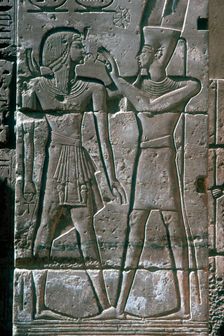 Relief of Rameses III receiving blessing of Amon-Ra, Mortuary Temple, Medinet Habu, 12th centuryBC