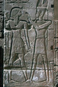 Relief of Rameses III receiving blessing of Amon-Ra, Mortuary Temple, Medinet Habu, 12th centuryBC