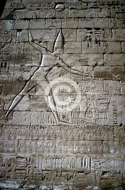 Relief of Rameses III smiting enemies, Mortuary Temple of Rameses III, Medinat Habu, c1200BC. Artist: Unknown