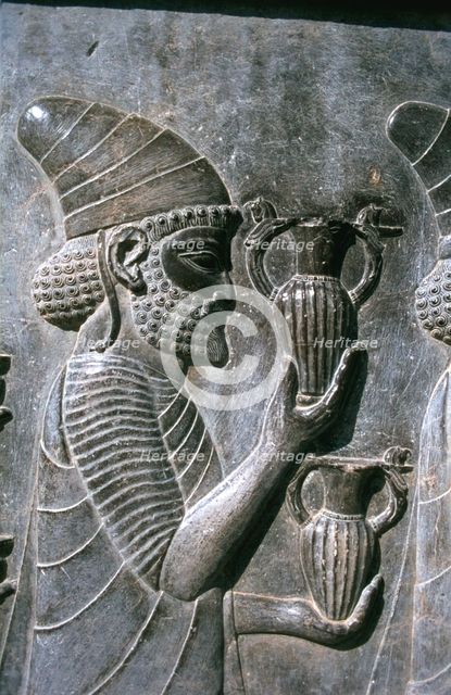 Relief of Syrians or Lydians, the Apadana, Persepolis, Iran. Creator: Vivienne Sharp.