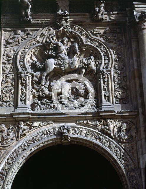 Relief of Santiago Matamoros which heads the façade of the San Marcos Inn in León.